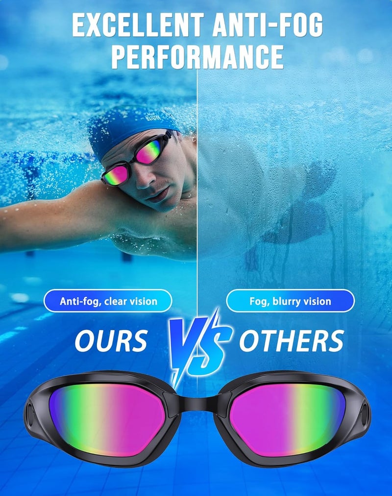 Vegemono Swim Goggles, Unisex Adult Swimming Goggles Anti Fog Anti UV No Leakage Wide View for Men Women Youth - Image 3